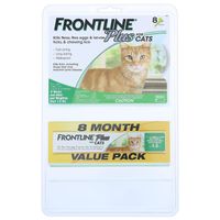 Frontline Plus Flea, Tick and Lice Control for Cats and Kittens, 8 doses