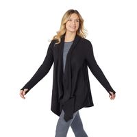 CUDDL DUDS Fleece With Stretch Long Sleeve Wrap with Thumbholes in Black, Small/Medium