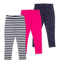 MEMBERS MARK 3 PACK GIRLS LEGGINGS (2T, MULTI STRIPES DOTS)