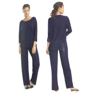 NATORI 3/4 Sleeve Lounge Set In Navy, S