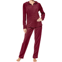 HUE Women's Velour Lounge Set In Currant, XL (1618)