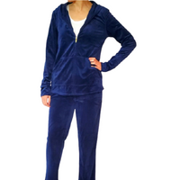 HUE Women's Velour Lounge Set In Medieval Blue, S