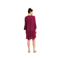KNOX ROSE Womens Tassel Merlot 3/4 Length Bell Sleeve Mini Dress In Merlot , M