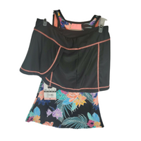 ZEROXPOSUR Womens Sun Smart Swim Suit Set In Firefly Floral Flower Mix, L