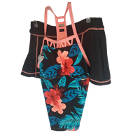 ZEROXPOSUR Womens Sun Smart Swim Suit Set In Firefly, S