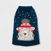 WONDERSHOP Polar Bear Holiday Dog and Cat Sweater in Blue, Medium
