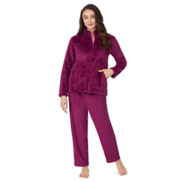 CUDDL DUDS Textured Lounge Set In Wine, L