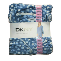 DKNY Women's Notch Collar Velour Fleece Pajamas Set In Blue Multi, M