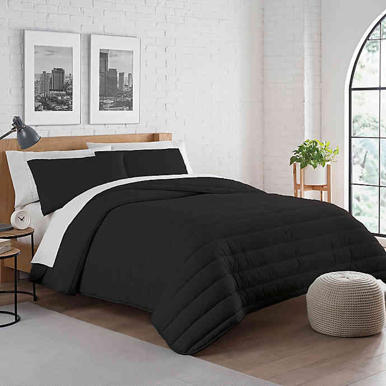 PURE BEECH JERSEY TWIN/TWIN XL COMFORTER SET IN BLACK
