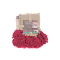 OUTDOOR THROW WITH FRINGE MAGENTA GREEN IVORY, 50 IN X 60 IN