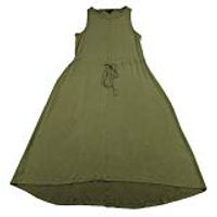 Limited Women's Modal French Terry Midi Dress with Hi Low Hem Dusty Olive, XXL