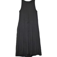 Limited Women's Modal French Terry Midi Dress with Hi Low Hem Black Large