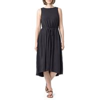 Limited Women's Modal French Terry Midi Dress with Hi Low Hem Black, M