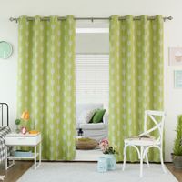 Decorinnovation Arrow 84Inch Room Darkening Grommet Top Window Curtain Panel Pair in Green Tea