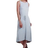 Limited Womens Modal French Terry Midi Dress with Hi Low Hem Heather Light Stone, M