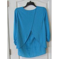 GRACE ELEMENTS CHIFFON TOP WITH 3/4 SLEEVES (AQUA LAGOON, S)