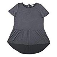 Mote Womens Short Sleeve HiLo Tie Back Modal Blouse Top Charcoal, XXL