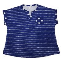 Liz Sport Womens Size Large Pocket Blouse Top, Blue Depths Combo