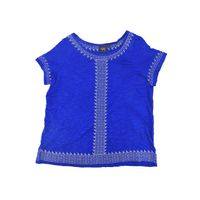 RAFAELLA SCOOP NECK EMBROIDERED SLUB TOP LAPIZ (SIZE XXL)
