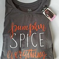 STATE OF MINE LADIES LONG SLEEVE PUMPKIN SPICE EVERYTHING TEE, SMOKED PEARL , SIZE L