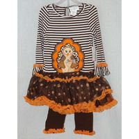 Girls Thanksgiving Emily Rose Brown Orange 2PC Pumpkin Outfit 3T