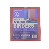 Member's Mark 1 Inch View Binders, 4 Pack Pastel Blue Pink