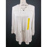 Rafaella Womens 3/4 Sleeve Embroidered Knit Top Blouse, Egret (White) In XXL